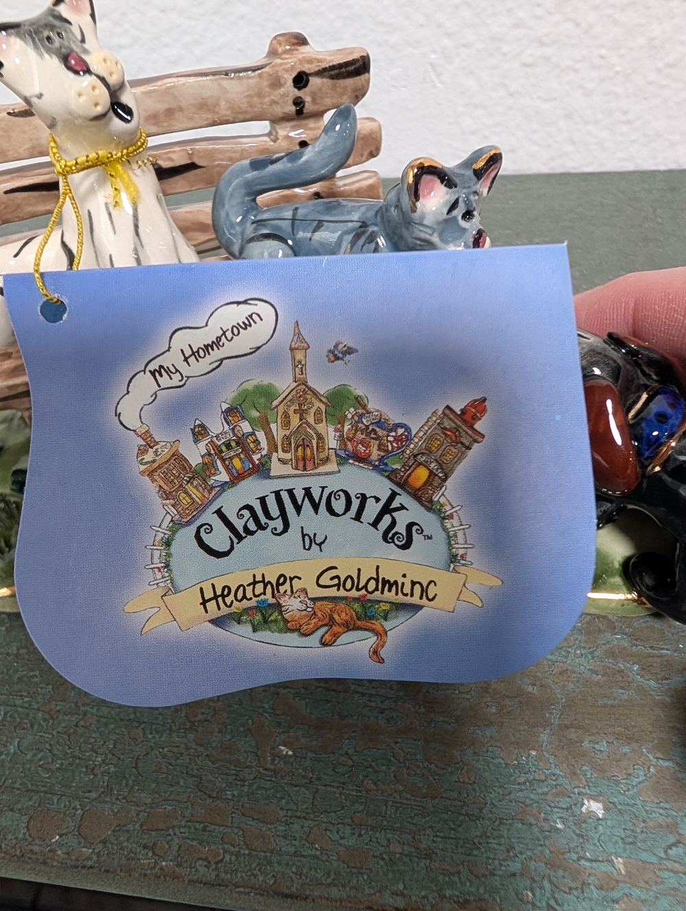 Blue Sky Clayworks Cats on Park Bench And Dog Heather Goldminc 2000 New in Box - Picture 5 of 11